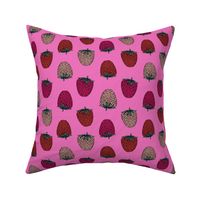 strawberries fabric // strawberry fruit berries summer food fruit design by andrea lauren - bright pink