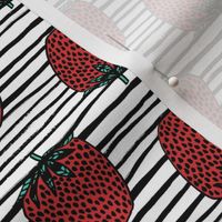 strawberries fabric // strawberry fruit berries summer food fruit design by andrea lauren - stripes