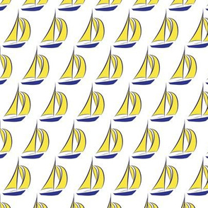 16-03g Nautical Sail boat || Ocean Water Royal Navy Blue Sun Yellow _ Miss Chiff Designs
