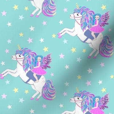 unicorn and fairy pastel with stars // kawaii