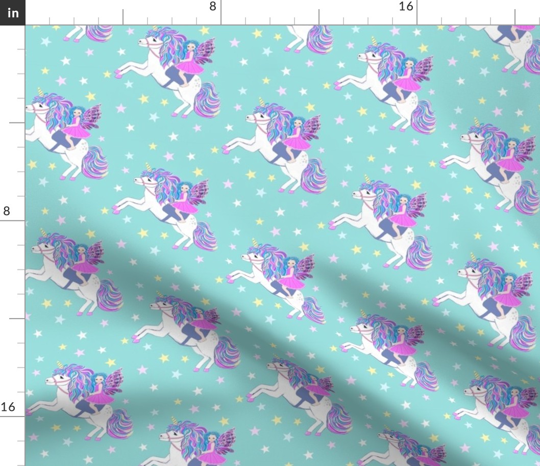 unicorn and fairy pastel with stars // kawaii