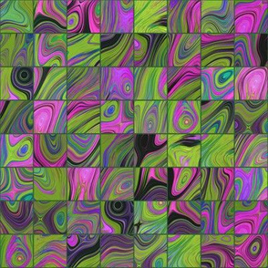 CHECKERBOARD SMALL LAVA LAMP GREEN LIME VIOLET FUCHSIA PINK PSYCHEDELIC FEVER