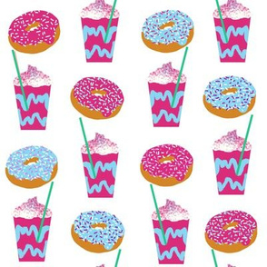 unicorn iced coffee design donuts and coffees brights white