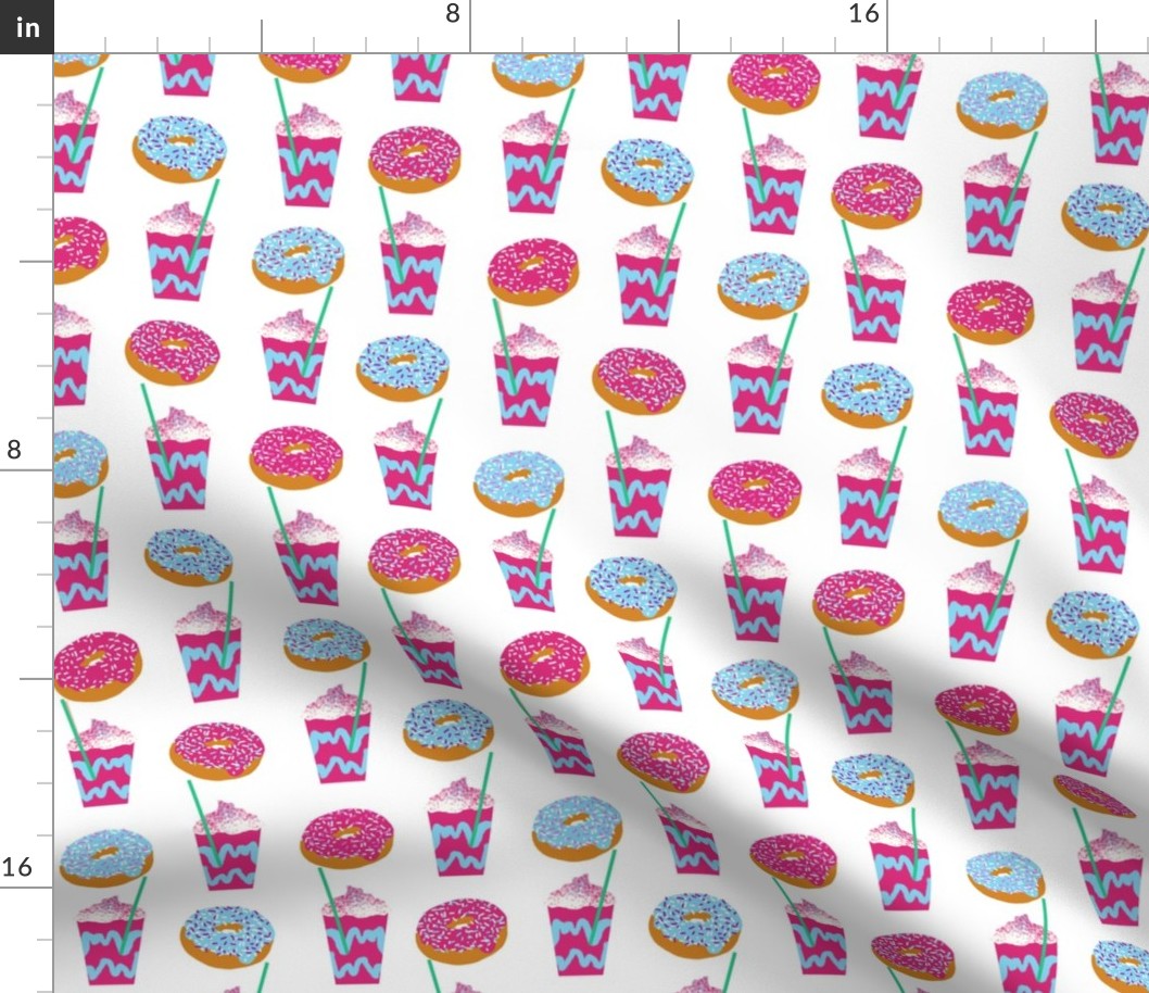 unicorn iced coffee design donuts and coffees brights white