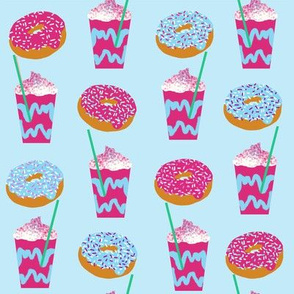 unicorn iced coffee design donuts and coffees brights blue