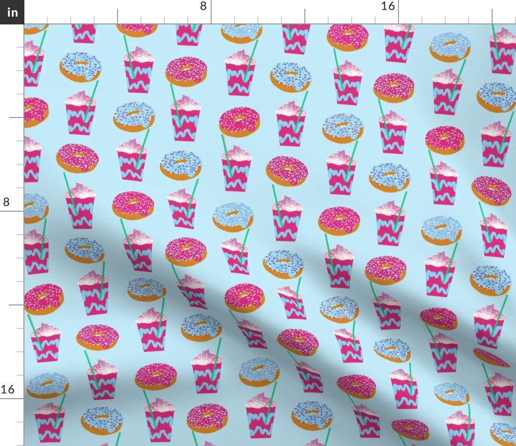 unicorn iced coffee design donuts and coffees brights blue