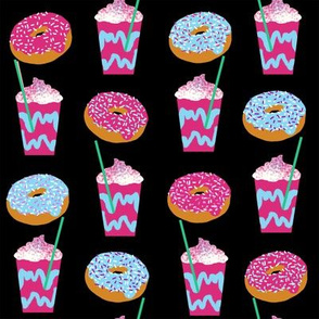 unicorn iced coffee design donuts and coffees brights black