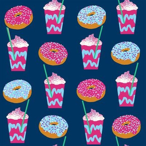unicorn iced coffee design donuts and coffees brights navy