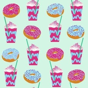 unicorn iced coffee design donuts and coffees brights mint