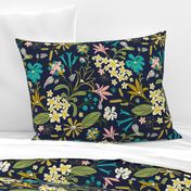 Bella - Modern Floral Navy Blue