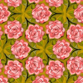 Painterly Pink Roses in Trefoil Arrangement