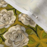 Painterly Cream Roses in Trefoil Arrangement