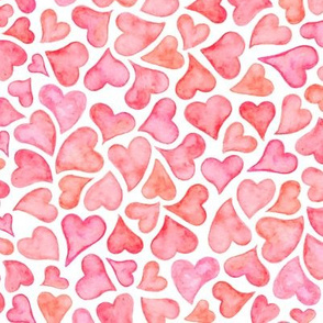 Watercolor Hearts in Pink