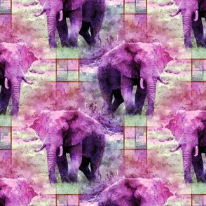 AFRICA WILD ELEPHANT walk mosaic plaid pink spring summer PSMGE