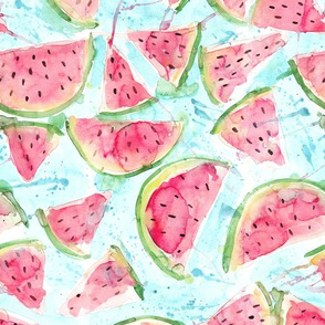 Fresh Watermelons - watercolor