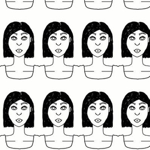Modern Sketch Woman Face Repeating