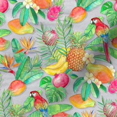 Tropical Paradise Fruit and Parrot Pattern small