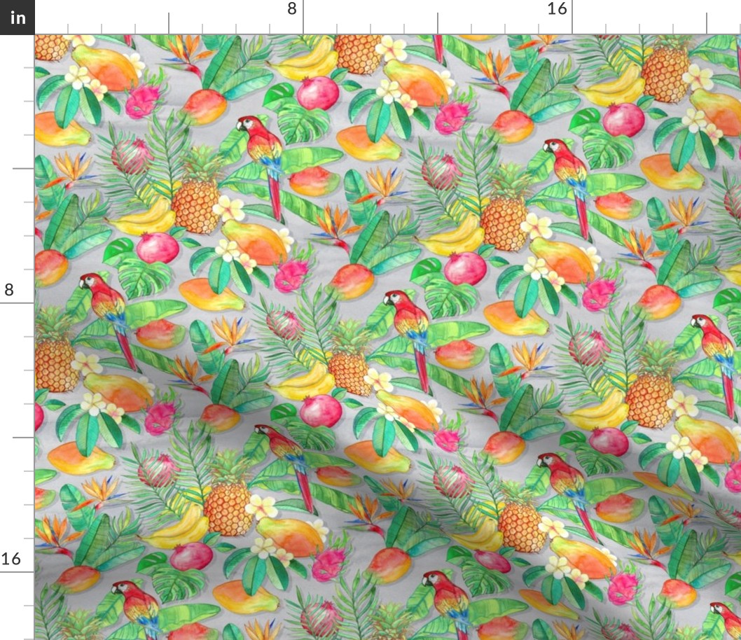 Tropical Paradise Fruit and Parrot Pattern small