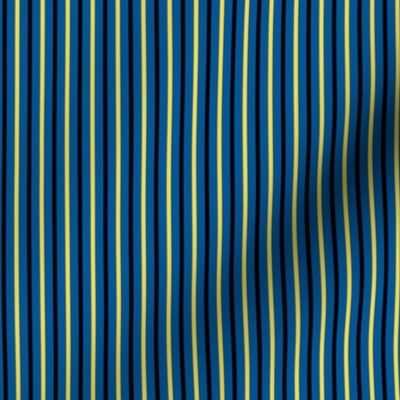 Seaside Summer Vertical Stripes - Wide Summer Seas Blue Ribbons with Black and Pineapple Passion - Small Scale