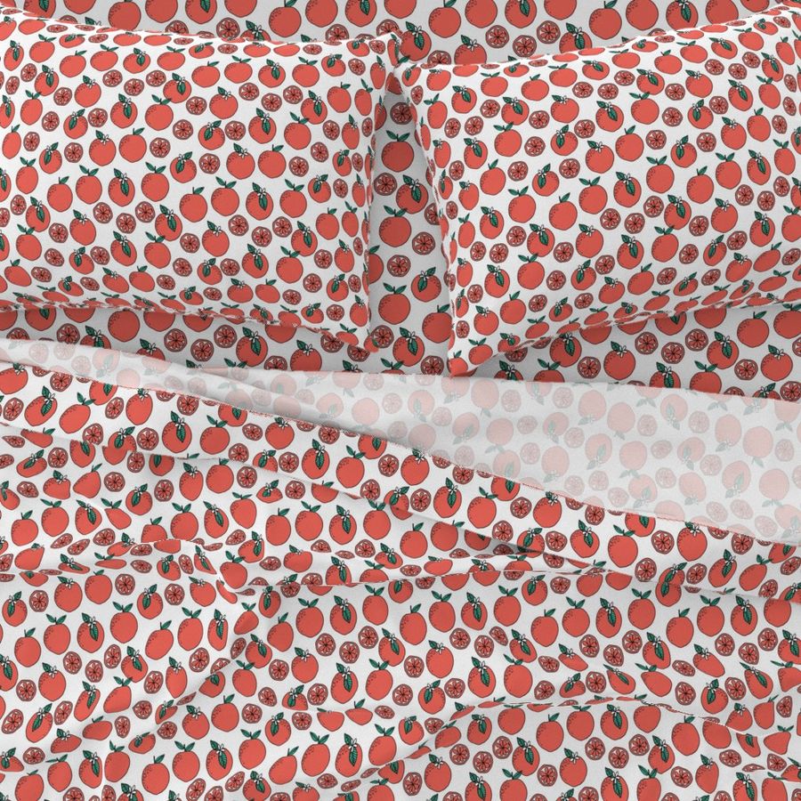 oranges fabric // citrus summer fruit design orange florida oranges fabric - white