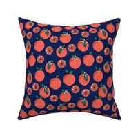 oranges fabric // citrus summer fruit design orange florida oranges fabric - navy