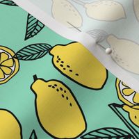 lemons fabric // citrus lemon fruit fabric fruits lemons fabric - mint