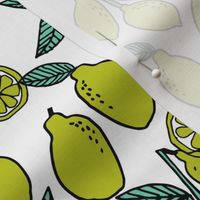 limes fabric // citrus lime fruit fabric fruits lemons/limes fabric - white