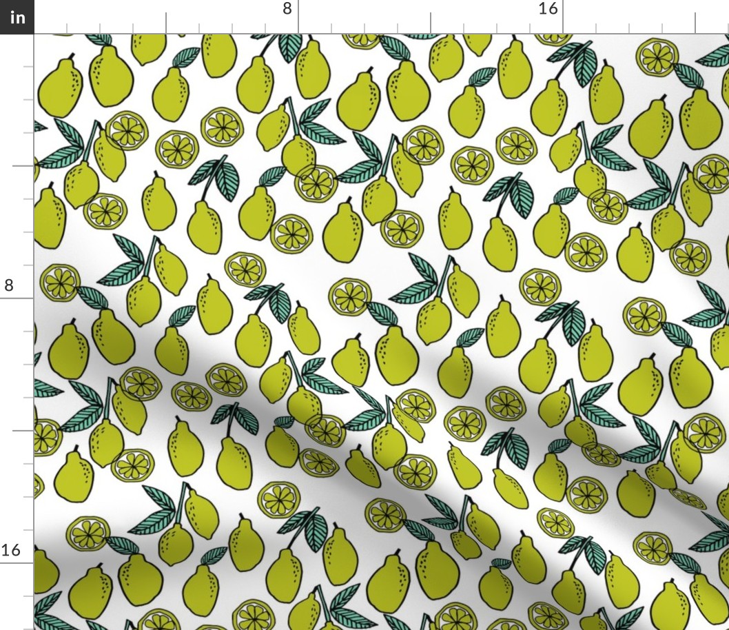 limes fabric // citrus lime fruit fabric fruits lemons/limes fabric - white