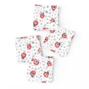 Watercolor Lady Bird ladybug ||  Spots polka dots insect gray grey white black red pink animal _ Miss Chiff Designs