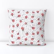 Watercolor Lady Bird ladybug ||  Spots polka dots insect gray grey white black red pink animal _ Miss Chiff Designs