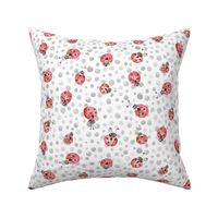 Watercolor Lady Bird ladybug ||  Spots polka dots insect gray grey white black red pink animal _ Miss Chiff Designs