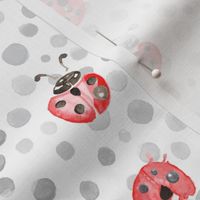 Watercolor Lady Bird ladybug ||  Spots polka dots insect gray grey white black red pink animal _ Miss Chiff Designs