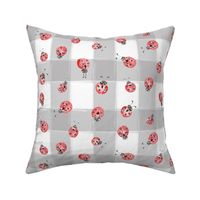 Large Watercolor Red Insect Lady Bird || Ladybug Bug gray grey pink white buffalo check plaid  _ Miss Chiff Designs