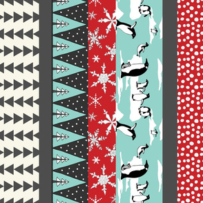Penguin Stocking- Turquoise,  Red NF