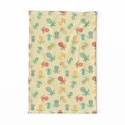 Watercolored Pineapples on Straw Linen