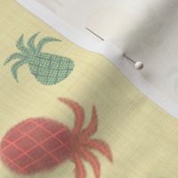 Watercolored Pineapples on Straw Linen