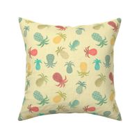 Watercolored Pineapples on Straw Linen