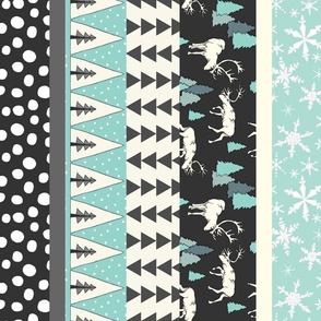 Reindeer Stocking Fabric - Turquoise, K80