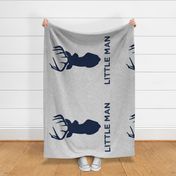 large buck head (navy) with little man (light grey) - 42" width