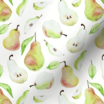 Whimsical Watercolour Pears in Off White