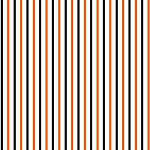 Seaside Summer Vertical Stripes - Wide White Ribbons with Tangerine and Deep Black - Small Scale