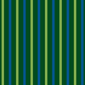 Tropical Colours Vertical Stripes - Wide Dark Forest Green Ribbons with Ferny Green and Summer Seas Blue