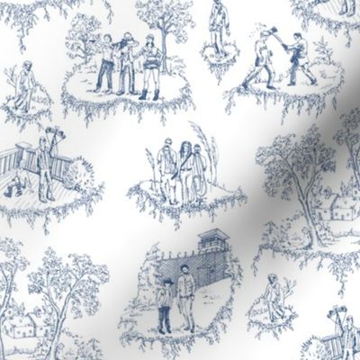 Zombie Toile - Blue on White