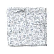 Zombie Toile - Blue on White