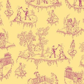 Zombie Toile - Pink on Yellow