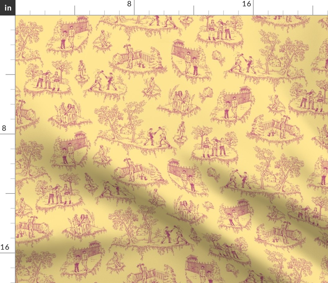 Zombie Toile - Pink on Yellow