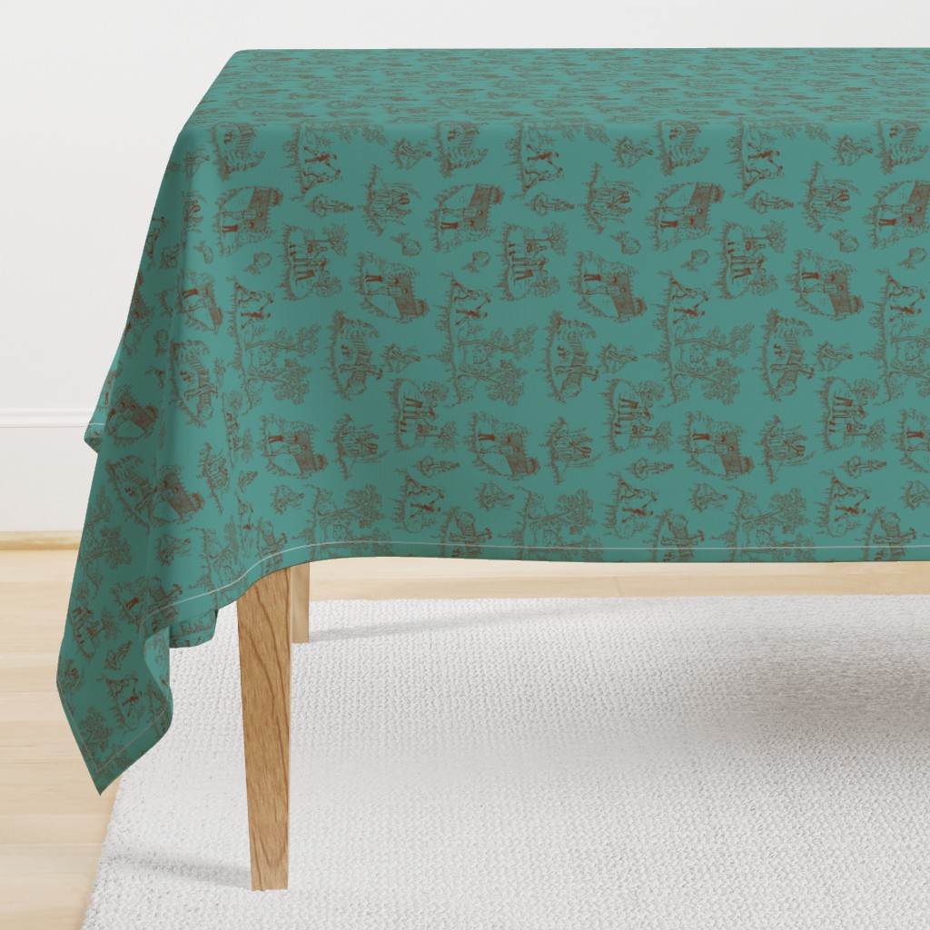 Zombie Toile - Red on Teal