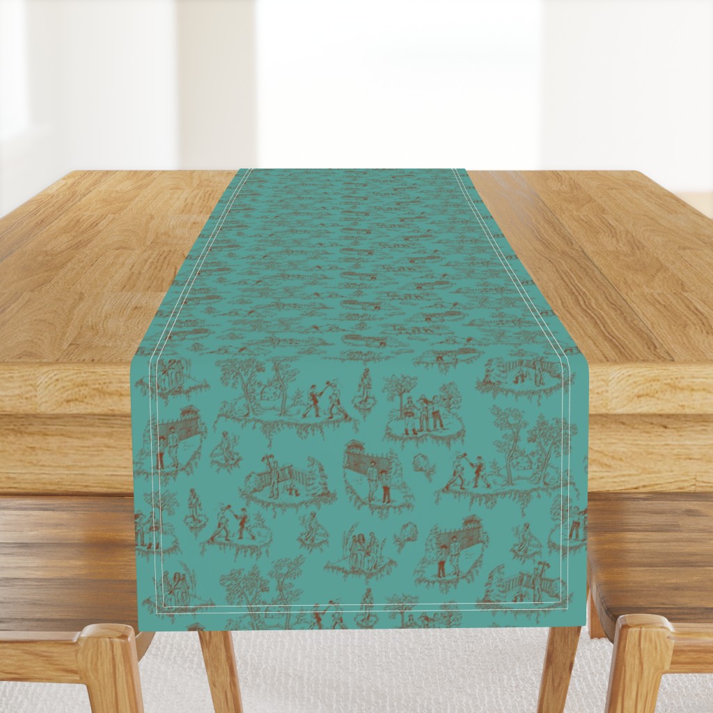 Zombie Toile - Red on Teal