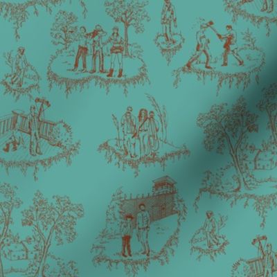 Zombie Toile - Red on Teal