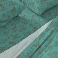 Zombie Toile - Red on Teal